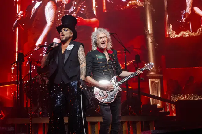 Adam Lambert performing with Queen in 2022. (Photo by Paul CHARBIT/Gamma-Rapho via Getty Images)