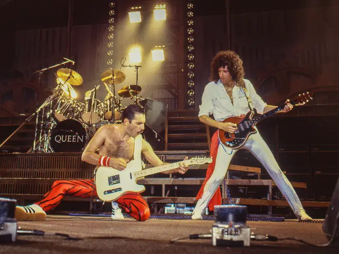 Freddie with Queen in 1984.