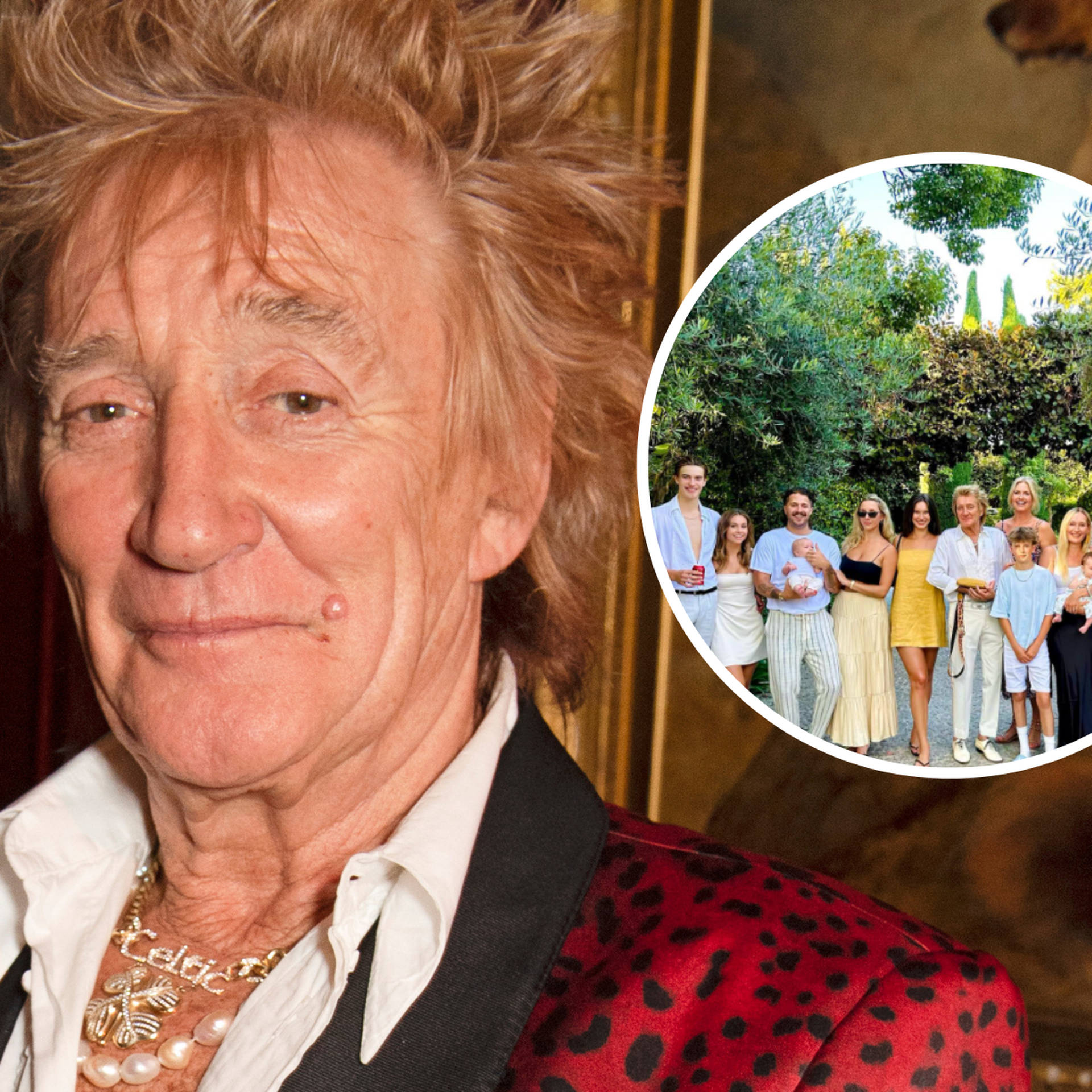 Rod Stewart Poses for Christmas Photo with Wife Penny Lancaster and Kids