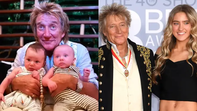 Rod Stewart with his grandsons and daughter Ruby