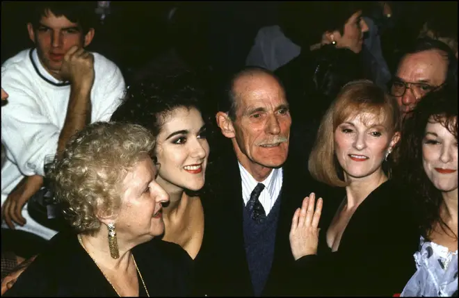 Celine Dion pictured with her parents and two of her sisters in 1993.