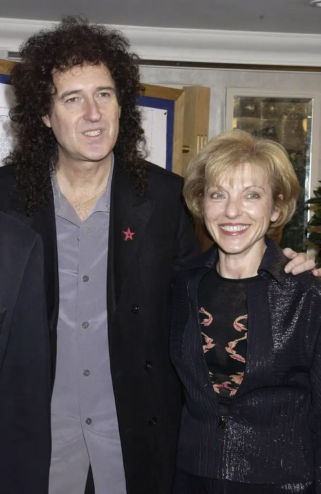 Mary Austin pictured with Brian May in 2002
