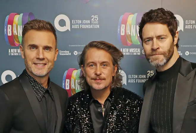 Take That has hinted at a reunion via the the band's official Instagram page (Pictured L to R: Gary Barlow, Mark Owen and Howard Donald)