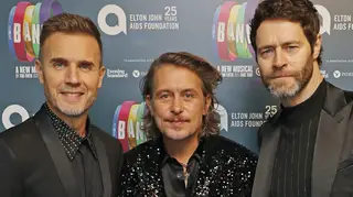 Take That has hinted at a reunion via the the band's official Instagram page (Pictured L to R: Gary Barlow, Mark Owen and Howard Donald)