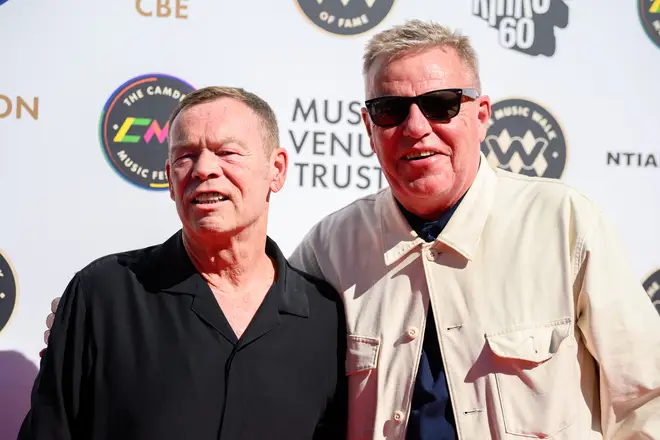 (L to R) Ali Campbell and Suggs pictured at the unveiling of The Music Walk Of Fame 2023 for UB40 on September 04, 2023