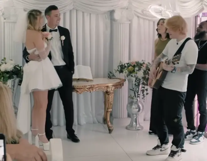 In a heartwarming video shared on Ed Sheeran's Instagram page, the magical moment unfolded during the couple's wedding ceremony at the charming Little White Wedding Chapel venue in Las Vegas, just as they were about to exchange their vows.