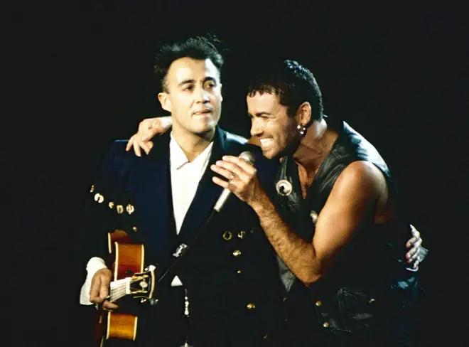 It was like old times when Andrew joined George on stage. (Photo by Kevin Mazur/WireImage)