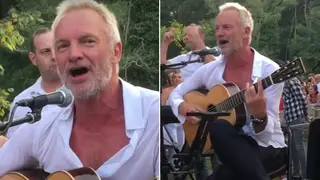 An unearthed video shows the singer performing one of his greatest hits, 'Every Breath You Take' accompanied by a local Italian band and a crowd of delighted locals.