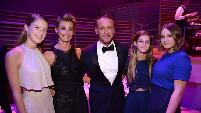 Gracie McGraw, Faith Hill, Tim McGraw, Audrey McGraw and Maggie McGraw in 2015