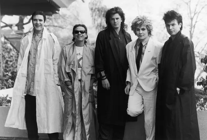 Andy Taylor (second left) with Duran Duran in 1985. (Photo by Dave Hogan/Hulton Archive/Getty Images)