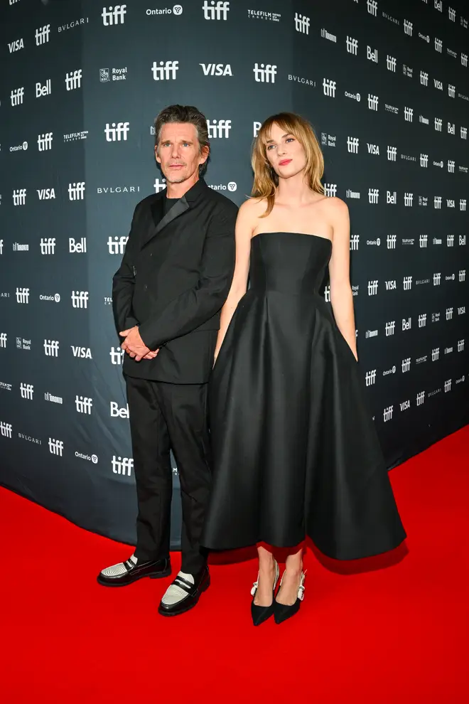 Ethan Hawke and Maya Hawke at the Toronto premiere for their new film, Wildcat. (Photo by Michael Buckner/Variety via Getty Images)