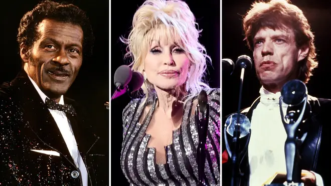 Chuck Berry, Dolly Parton and Mick Jagger at the Rock and Roll Hall of Fame