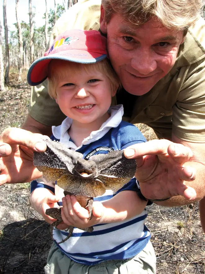 Robert Irwin with his father Steve Irwin
