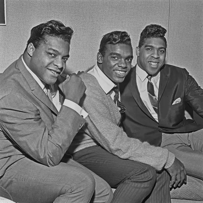 The Isley Brothers in 1964. From left to right, O'Kelly Isley Jr., Ronald Isley and Rudolph Isley. (Photo by Evening Standard/Hulton Archive/Getty Images)