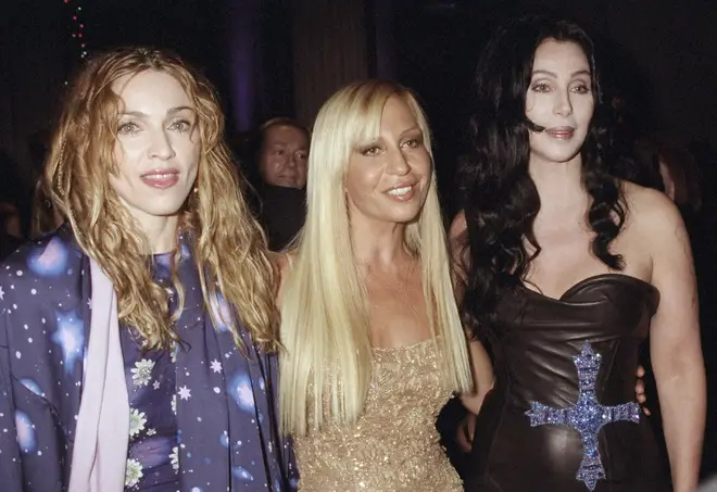 Madonna, Donatella Versace and Cher together at a Gianni Versace Exhibition. (Photo by Richard Corkery/NY Daily News Archive via Getty Images)