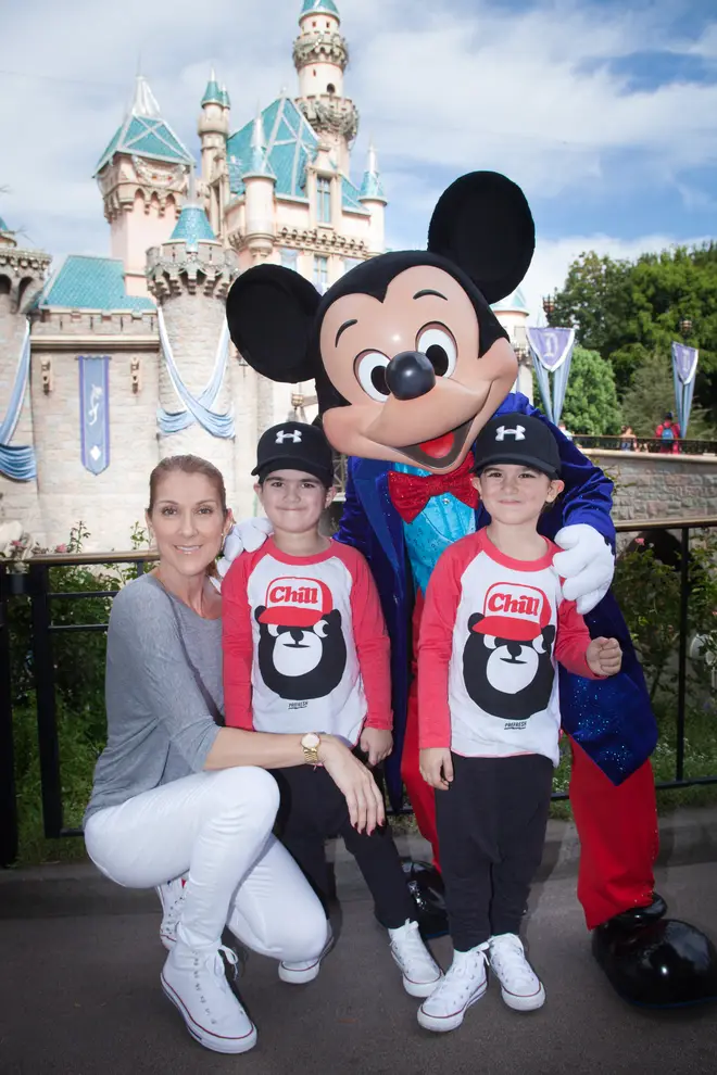 Celine Dion pictured with her twins Eddy and Nelson in 2016.