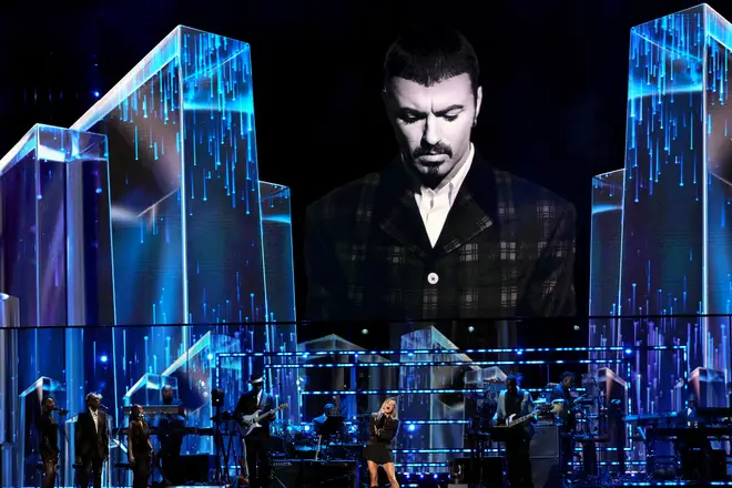 Carrie performed whilst an image of the late George Michael was projected behind her. (Photo by Jeff Kravitz/FilmMagic)