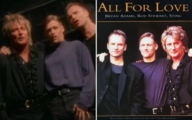 1993 ballad 'All For Love' featured Bryan Adams, Rod Stewart, and Sting.