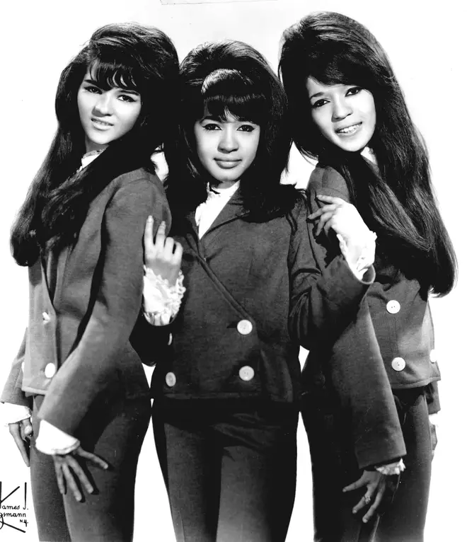 The Ronettes (Nedra Talley Ross, Ronnie Spector and Estelle Bennett Vann) posing for a portrait in 1963. (Photo by Michael Ochs Archives/Getty Images)