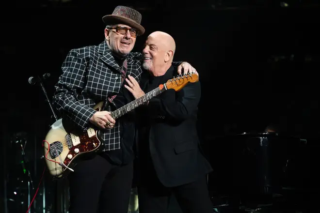 Elvis Costello was a special guest at Billy Joel's final Madison Square Garden concert before Christmas. (Photo by Myrna M. Suarez/Getty Images)