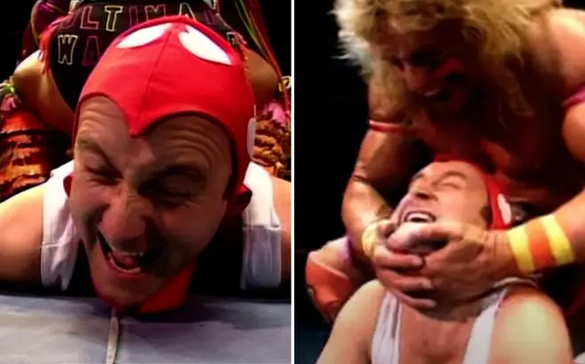To promote his 1990 world tour, Phil Collins stepped into the ring with a wrestling icon.