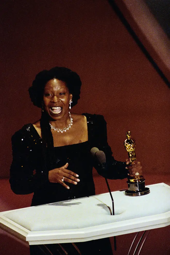 Whoopi Goldberg winning her Academy Award in 1991.