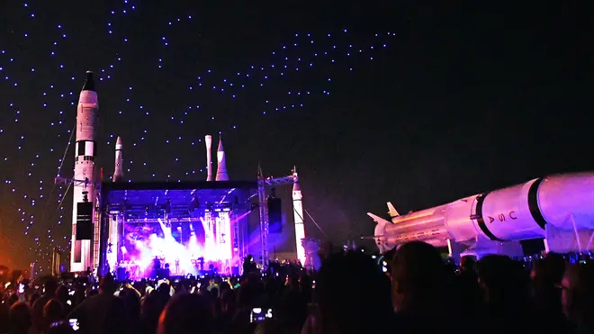300 drones fly in formation over Duran Duran's Apollo 50 concert