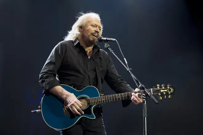 Barry Gibb performs