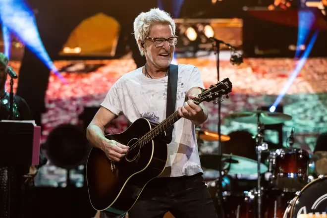 REO Speedwagon singer Kevin Cronin on stage in 2024. (Photo by Scott Dudelson/Getty Images)