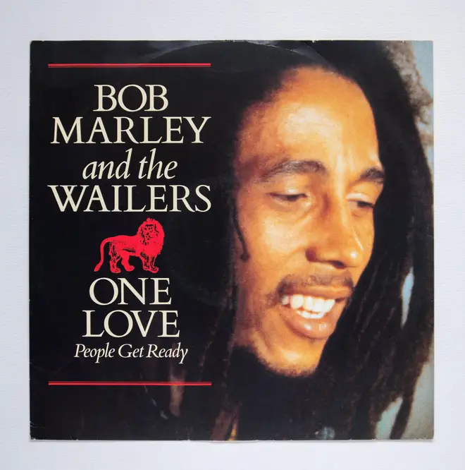 Picture cover of the 12 inch single version of 'One Love' by Bob Marley and the Wailers.