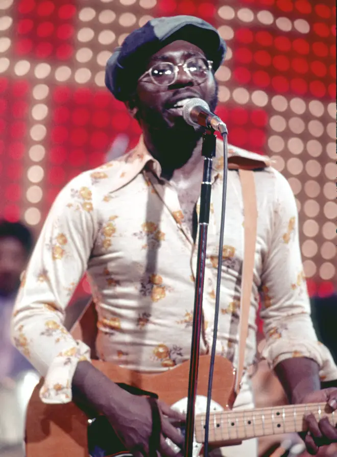 The Impressions' legend Curtis Mayfield was major influence on Bob Marley, and even co-credited him for 'One Love'. (Photo by Michael Ochs Archives/Getty Images)
