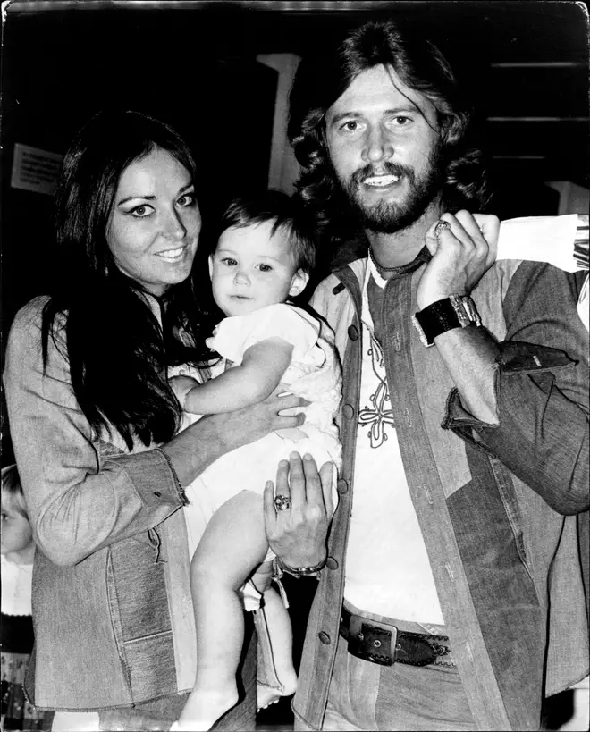 Barry Gibb and wife Linda pictured with their son Stephen in 1974.