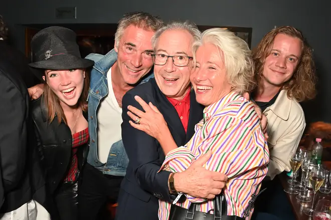 Greg Wise and Emma Thompson with daughter Gaia and Ben Elton in 2023. (Photo by Dave Benett/Getty Images)