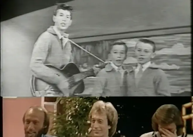Barry Gibb could be seen laughing and holding his head in his hands as the video played, and the screen then panned to all three brothers' embarrassed reactions as Maurice wiped away tears of laughter.