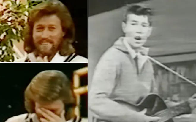 The Bee Gees were guests on Noel Edmonds' The Late, Late Breakfast Show in 1983 when the veteran presenter showed them a video of their first ever TV performance.