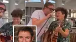 This is the moment Simon Le Bon got up to sing one of his most famous hits to the delight of diners at a Spanish restaurant.