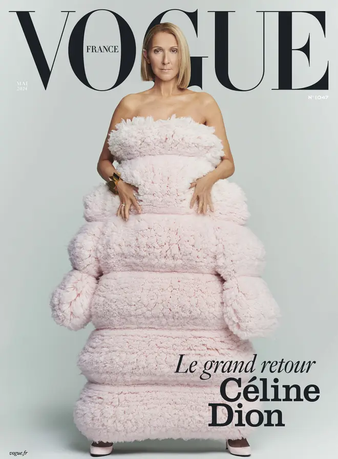 Céline Dion wears a merino wool maxi coat and patent leather pumps, ALAÏA, and a Quatre Double White Edition one-piece ear clip, paved with diamonds on white gold, with white hyceram, BOUCHERON. Photographe : Cass Bird - Réalisation : Law Roach