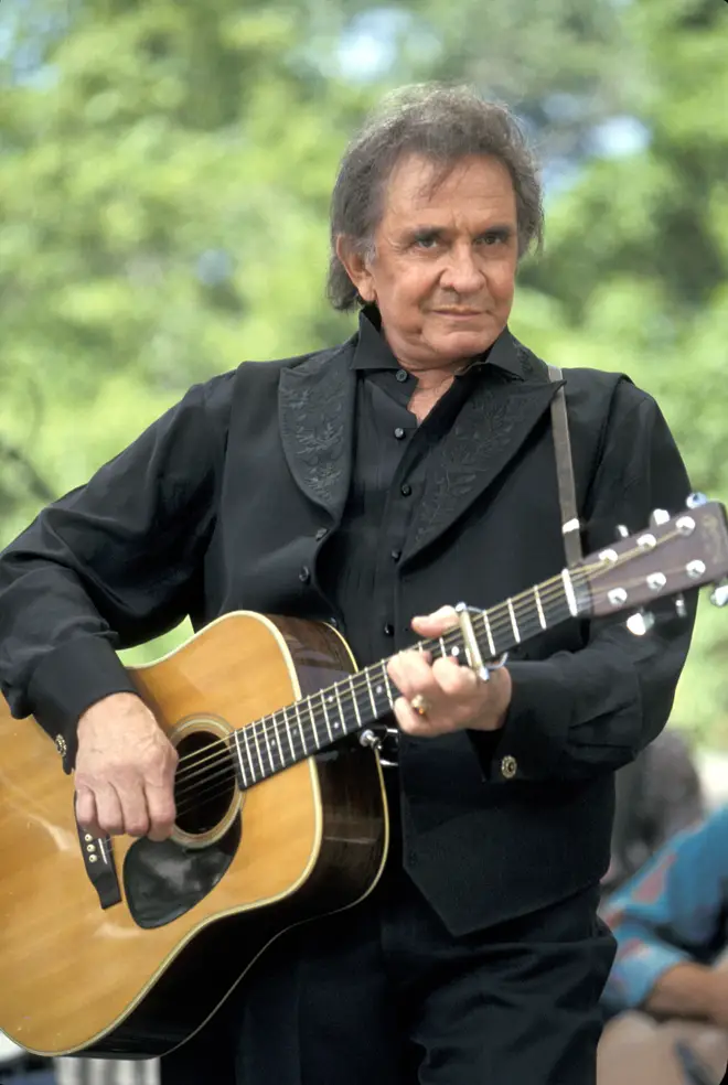Johnny Cash performs at Central Park in 1993
