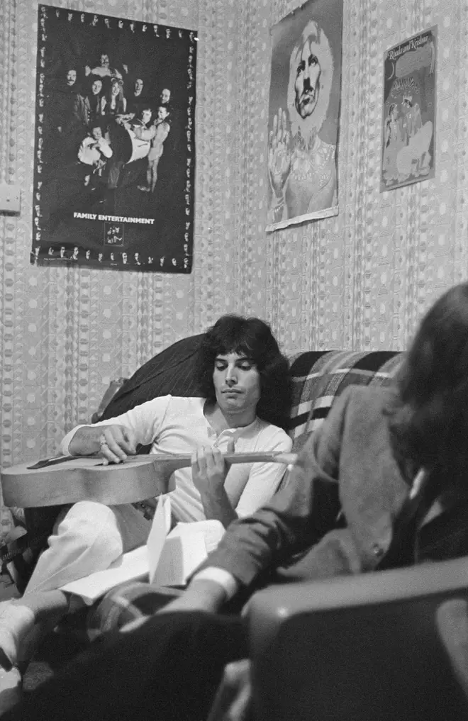 Freddie Mercury during an interview with the Daily Express at his Shepherds Bush flat, London, 1969