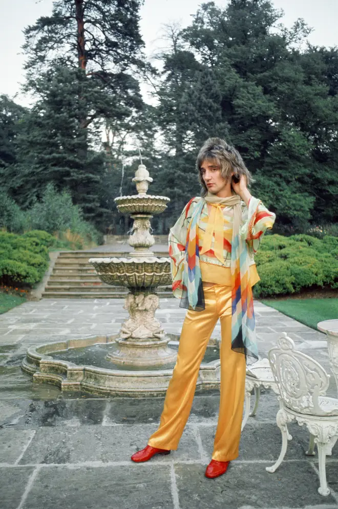 Rod Stewart in the garden of his home at Windsor, Berkshire, 15th August 1973
