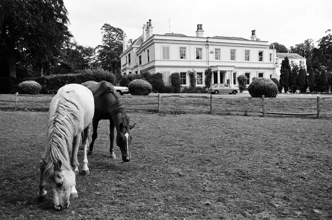 Horse grazing outside Rod Stewart's Old Windsor home on July 25, 1975