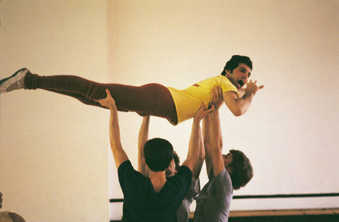 Freddie Mercury gets training from a ballet instructor, August 1979.