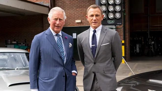 Prince Charles and Daniel Craig on the set of upcoming James Bond film No Time To Die