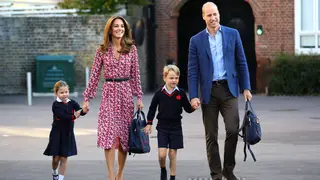 Princess Charlotte being dropped at the school gates by William and Kate in sweet first day video