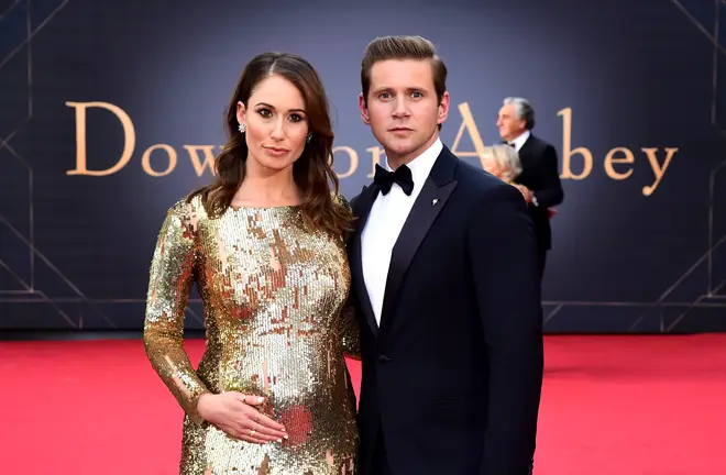 Downton Abbey's Allen Leech and wife Jessica Blair Herman reveal pregnancy at film premiere