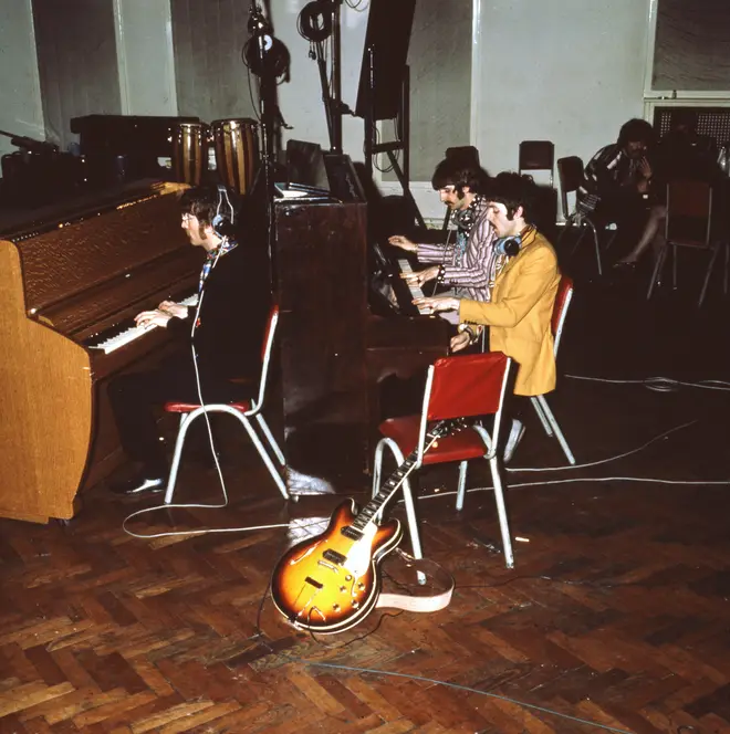 The Beatles recording at Abbey Road Studios