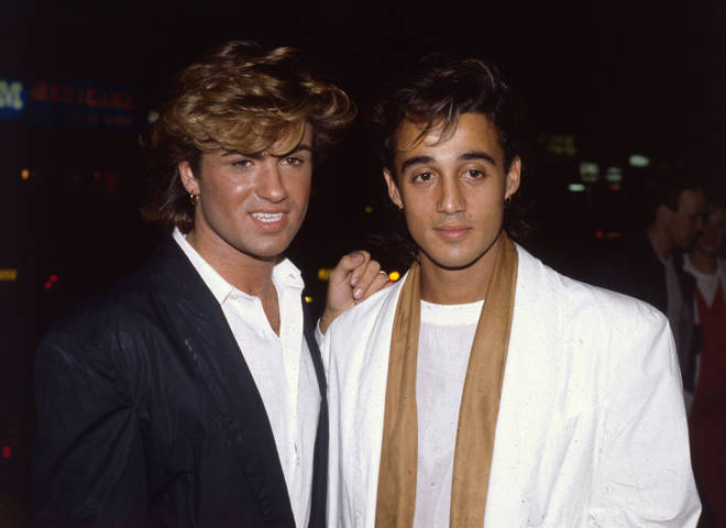 George Michael and Andrew Ridgeley pictured in 1984, one year before their audience with Elizabeth II
