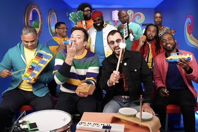 Ringo Starr plays ‘Yellow Submarine’ on classroom instruments with Jimmy Fallon and The Roots