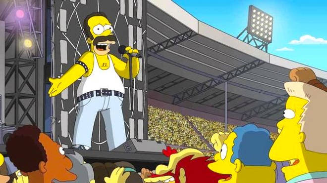 Homer Simpson as Freddie Mercury