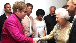 Sir Elton John meeting the Queen at her 2012 Diamond Jubilee concert